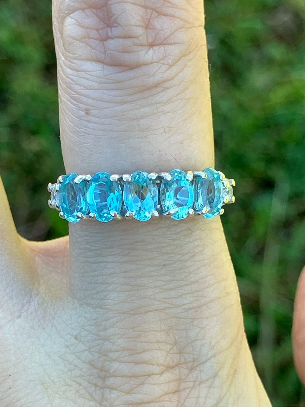 Natural Blue Apatite Sterling Silver Ring Size 8